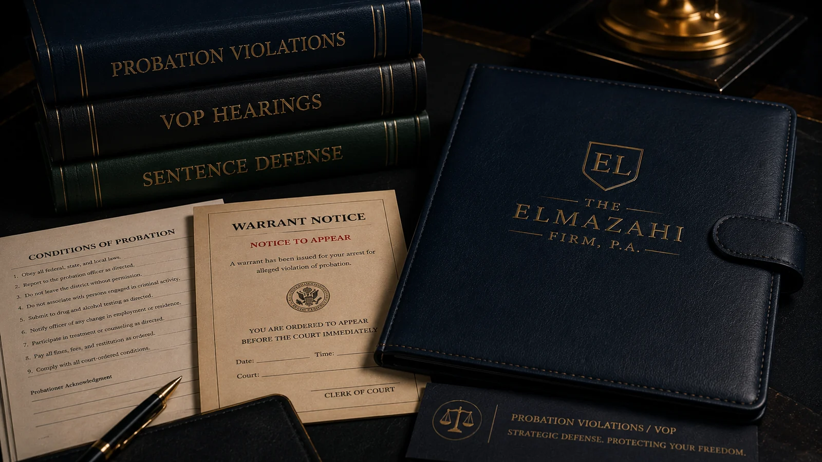 Court records, release conditions, and defense materials prepared for legal review